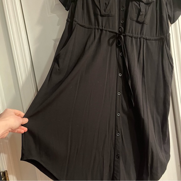 Torrid Black Twill Button Front Drawstring Shirt Dress 0X - Picture 9 of 14